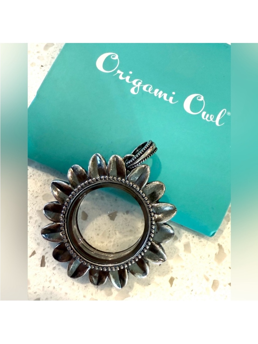 Origami Owl Sunflower Locket Silver Hinged
